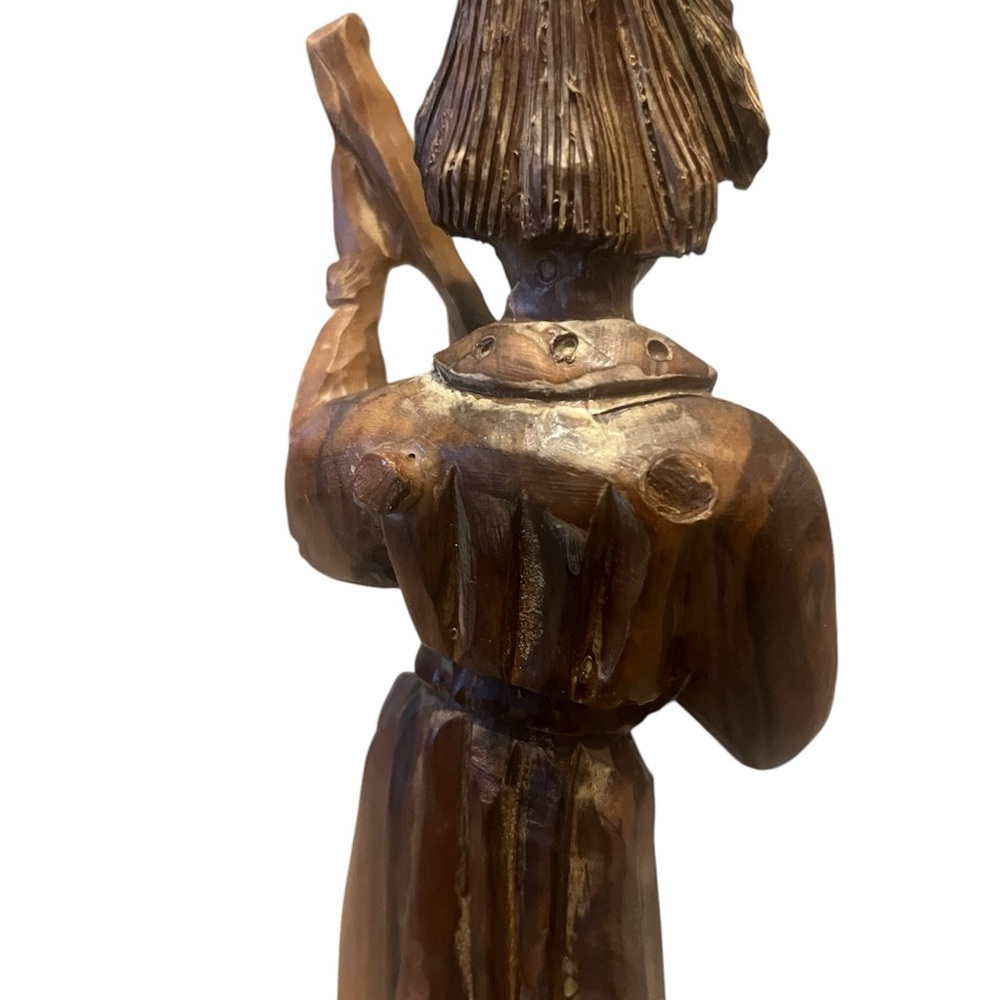 Vintage Hand Carved Wooden Musician Figurine Folk Art Sculpture 9.5" Tall - Picture 5 of 9